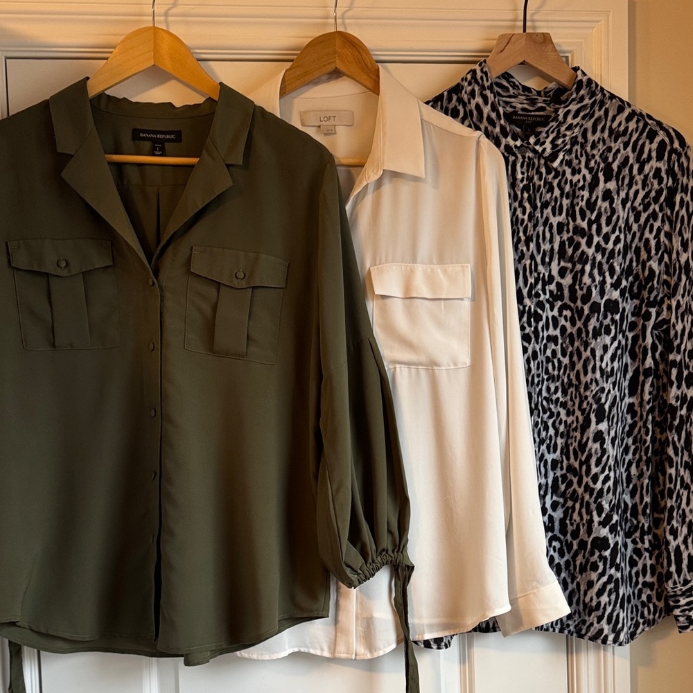 3 Blouses: Banana Republic and Loft